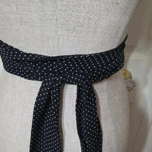 White House Black Market Black and White Polka Dot Floral Waist Belt - Picture 4 of 5